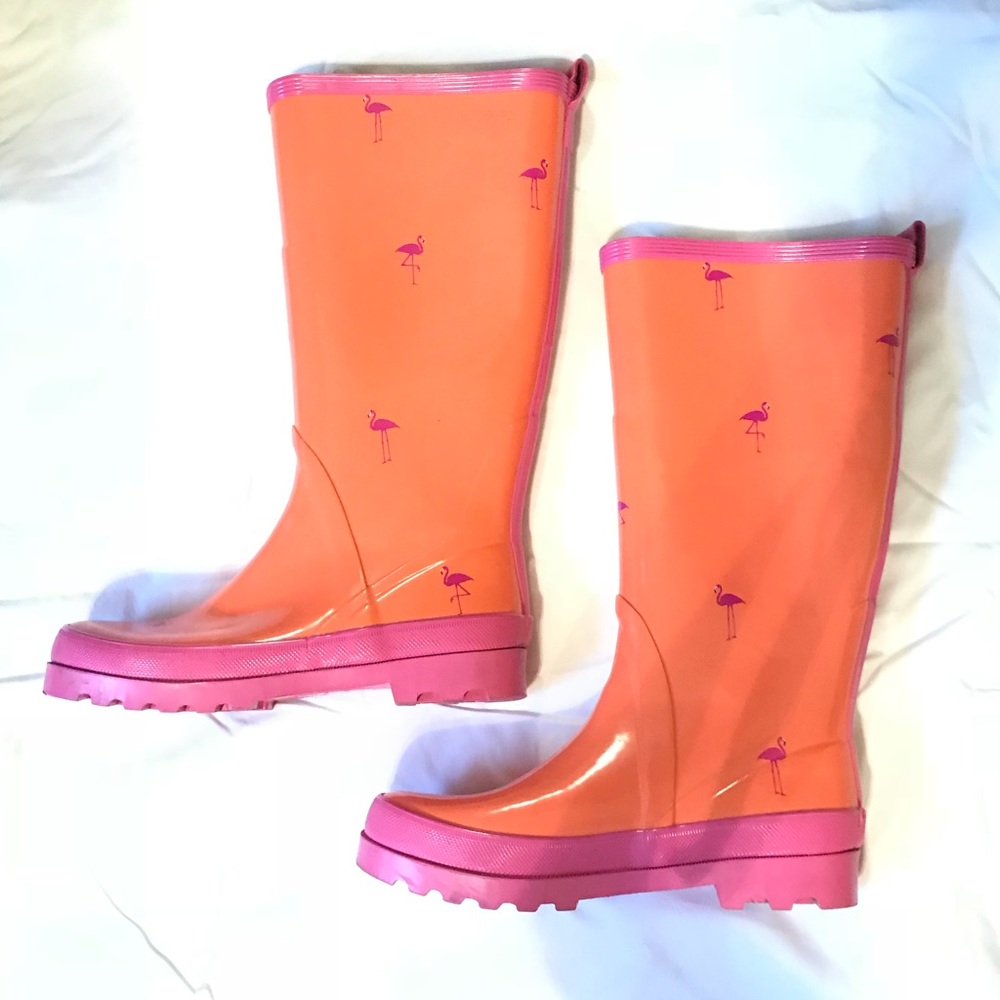 J. Crew Shiny Flamingo Wellies